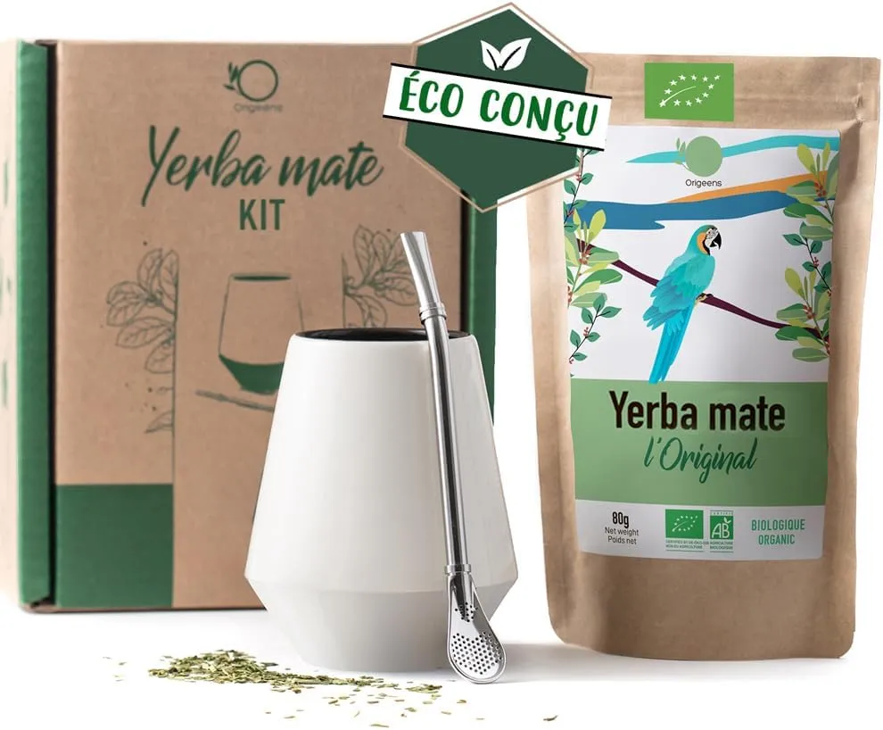 Kit Maté - Calebasse Céramique + Bombilla Inox + Yerba Maté Bio